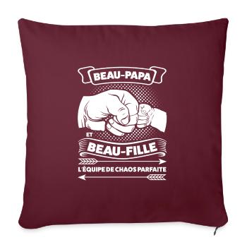 Beau-Père & Beau-Fille Beau-Père Geschenk - Sofakissenbezug 45 x 45 cm - Burgunderrot - Vorne