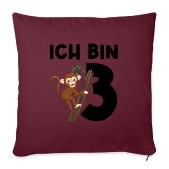3.Geburtstag Affe 3 Jahre alt Geschenk - Sofakissenbezug 45 x 45 cm - Burgunderrot - Vorne