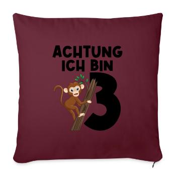 3.Geburtstag Affe 3 Jahre alt Geschenk - Sofakissenbezug 45 x 45 cm - Burgunderrot - Vorne