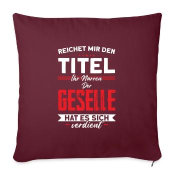 Geselle 2023 Geselle Geselle bestanden Geschenk - Sofakissenbezug 45 x 45 cm - Burgunderrot - Vorne