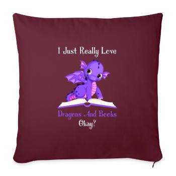 Drache Drache und Buch Drachenliebhaber Geschenk - Sofakissenbezug 45 x 45 cm - Burgunderrot - Vorne