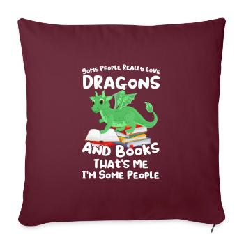 Drache Drache und Buch Drachenliebhaber Geschenk - Sofakissenbezug 45 x 45 cm - Burgunderrot - Vorne