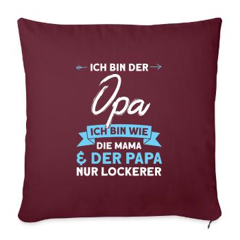 Opa Familie Werdender Opa Geschenk - Sofakissenbezug 45 x 45 cm - Burgunderrot - Vorne