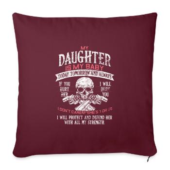 Père fille bébé - Housse de coussin décorative 45 x 45 cm - bordeaux - Devant