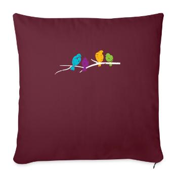 Oiseaux - Housse de coussin décorative 45 x 45 cm - bordeaux - Devant