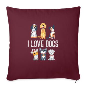 Amoureux des chiens - Housse de coussin décorative 45 x 45 cm - bordeaux - Devant