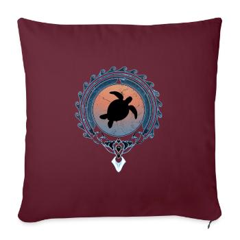 Tortue de mer - Housse de coussin décorative 45 x 45 cm - bordeaux - Devant