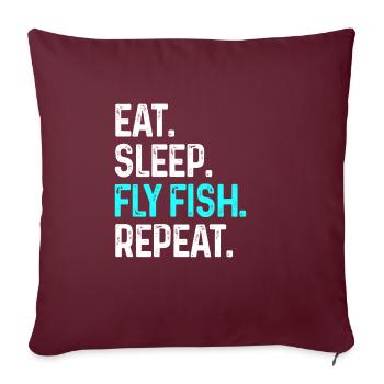 Manger du poisson à la mouche du sommeil Répéter drôle de pêche à la mouche - Housse de coussin décorative 45 x 45 cm - bordeaux - Devant
