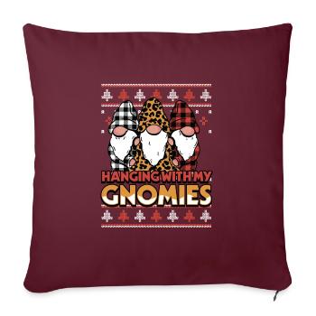 Accrocher avec mes gnomies Trois amis Gnomes - Housse de coussin décorative 45 x 45 cm - bordeaux - Devant