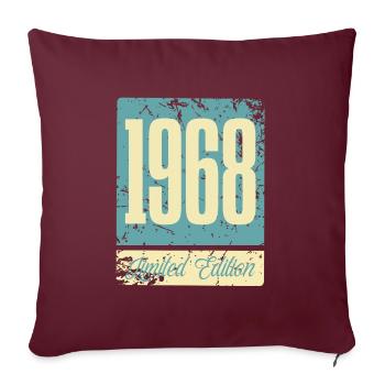 1968 Naissance Anniversaire Année de naissance - Housse de coussin décorative 45 x 45 cm - bordeaux - Devant