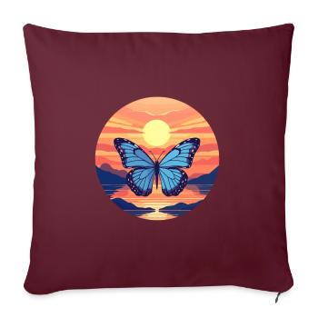 Blauer Morpho-Schmetterling - Sofakissenbezug 45 x 45 cm - Burgunderrot - Vorne