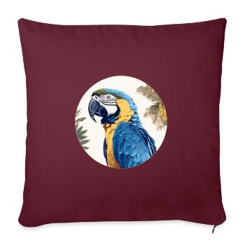 Ara bleu-or - Housse de coussin décorative 45 x 45 cm - bordeaux - Devant