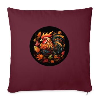 Poulet d’automne à partir de feuilles panachées - Housse de coussin décorative 45 x 45 cm - bordeaux - Devant