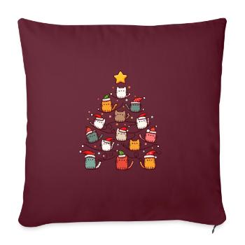 Arbre de Noël chat : l’amour des animaux festifs - Housse de coussin décorative 45 x 45 cm - bordeaux - Devant