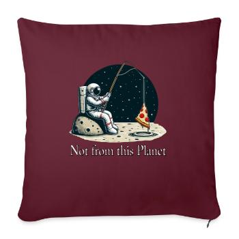 Astronaute Pizza Pêche dans l’espace - Housse de coussin décorative 45 x 45 cm - bordeaux - Devant