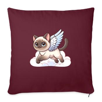 Chat Siamois Ange Ailes Célestes - Housse de coussin décorative 45 x 45 cm - bordeaux - Devant