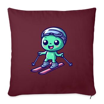Extraterrestre Vert Ski Alien - Housse de coussin décorative 45 x 45 cm - bordeaux - Devant