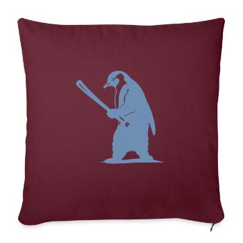 Silhouette de joueur de baseball pingouin - Housse de coussin décorative 45 x 45 cm - bordeaux - Devant