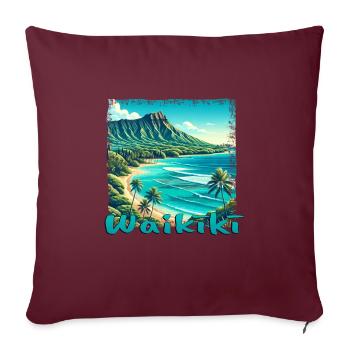Plage de Waikiki : nature, plongée et ambiance grunge - Housse de coussin décorative 45 x 45 cm - bordeaux - Devant
