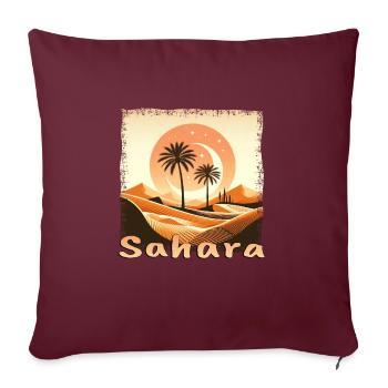 Désert du Sahara marocain et coucher de soleil sur les palmiers - Housse de coussin décorative 45 x 45 cm - bordeaux - Devant