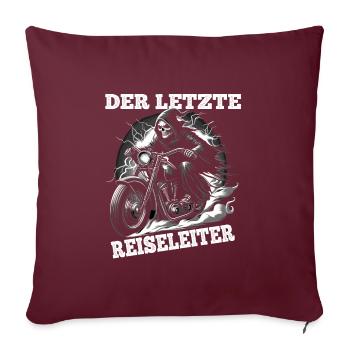 Skeleton Biker Le dernier guide touristique Fan de moto - Housse de coussin décorative 45 x 45 cm - bordeaux - Devant