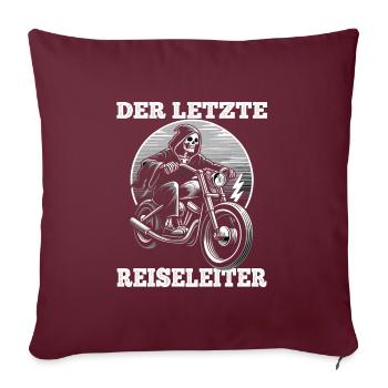 Skeleton Biker Le dernier guide touristique Fan de moto - Housse de coussin décorative 45 x 45 cm - bordeaux - Devant