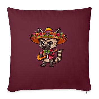 Cinco de Mayo Hyena Guitare Mariachi - Housse de coussin décorative 45 x 45 cm - bordeaux - Devant