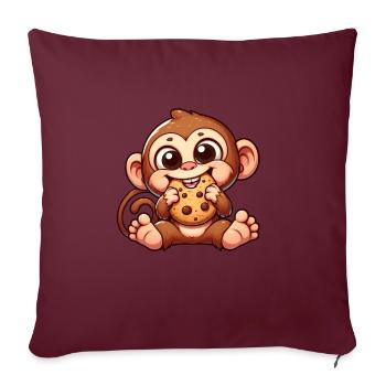 Chimpanzé avec Biscuit Sweet Temptation - Housse de coussin décorative 45 x 45 cm - bordeaux - Devant