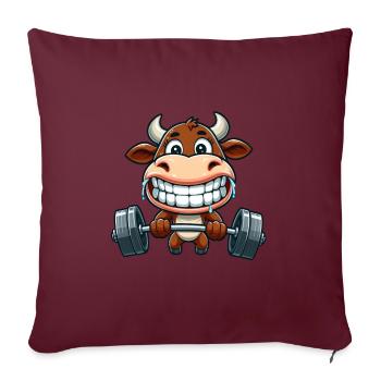 Cow Bull Bull haltérophile Barbell - Housse de coussin décorative 45 x 45 cm - bordeaux - Devant