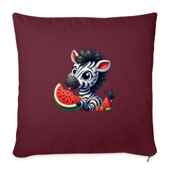 Zebra Mit Wassermelone Fruchtig Lustig - Sofakissenbezug 45 x 45 cm - Burgunderrot - Vorne