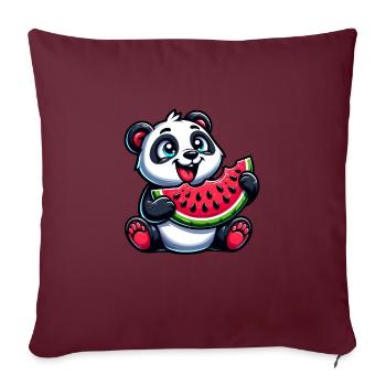 Panda mit Wassermelone Fruchtig Lustig - Sofakissenbezug 45 x 45 cm - Burgunderrot - Vorne