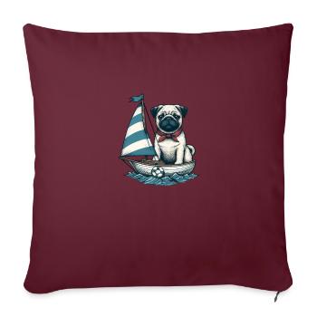Dériveur d’été avec carlin - Housse de coussin décorative 45 x 45 cm - bordeaux - Devant