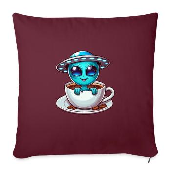 Alien avec du café UFO Coffee Lover - Housse de coussin décorative 45 x 45 cm - bordeaux - Devant