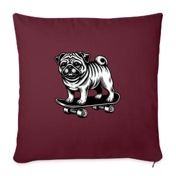 Carlin Patineur Style Classique Noir Blanc Tatouage - Housse de coussin décorative 45 x 45 cm - bordeaux - Devant