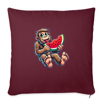 Süßer Bigfoot mit Wassermelone Fruchtig Cartoon So - Sofakissenbezug 45 x 45 cm - Burgunderrot - Vorne