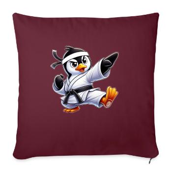 Pingouin Karaté Arts Martiaux Arts Martiaux Arts Martiaux - Housse de coussin décorative 45 x 45 cm - bordeaux - Devant