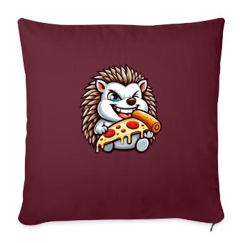 drôle hérisson pizza amateur de pizza art de la restauration rapide - Housse de coussin décorative 45 x 45 cm - bordeaux - Devant