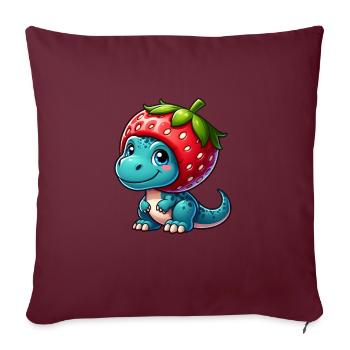 Sweet Dino T-Rex Fraise Chapeau Fruité Fantaisiste - Housse de coussin décorative 45 x 45 cm - bordeaux - Devant