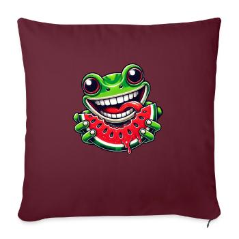 Grenouille à la pastèque Fruit d’été fruité - Housse de coussin décorative 45 x 45 cm - bordeaux - Devant