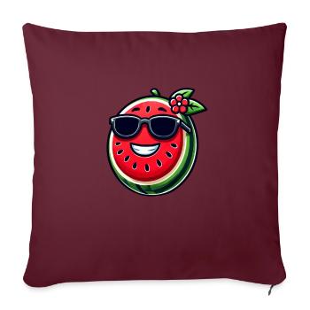 Coole Wassermelone mit Sonnenbrille fruchtig - Sofakissenbezug 45 x 45 cm - Burgunderrot - Vorne