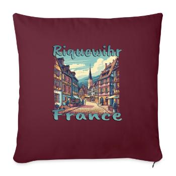 Visite à pied de la vieille ville de Riquewihr France Montagnes - Housse de coussin décorative 45 x 45 cm - bordeaux - Devant