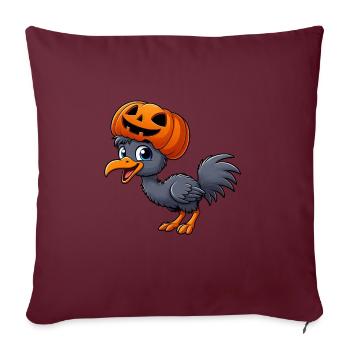 Drôle d’autruche émeu citrouille chapeau Halloween dessin animé - Housse de coussin décorative 45 x 45 cm - bordeaux - Devant