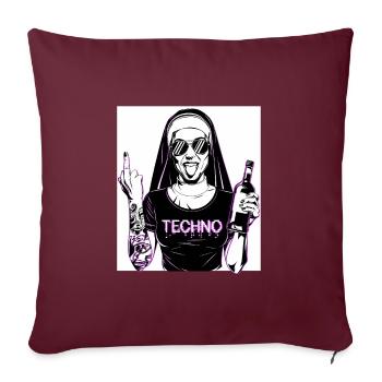 Rebellious Nun Techno Party Hardstyle - Housse de coussin décorative 45 x 45 cm - bordeaux - Devant