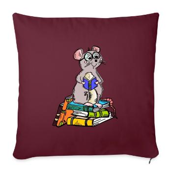 Livre Nerd - Bookworm - Housse de coussin décorative 45 x 45 cm - bordeaux - Devant