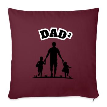 Papa² 2 Enfants Noir - Housse de coussin décorative 45 x 45 cm - bordeaux - Devant