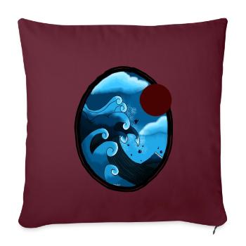 wave off kanagawa - Housse de coussin décorative 45 x 45 cm - bordeaux - Devant