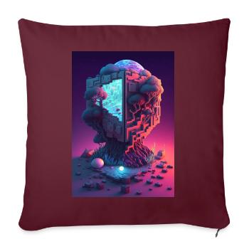 Voxel Vaporwave Neon Futuriste Fantasy Gaming - Housse de coussin décorative 45 x 45 cm - bordeaux - Devant
