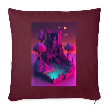 Voxel Vaporwave Neon Futuriste Fantasy Gaming - Housse de coussin décorative 45 x 45 cm - bordeaux - Devant