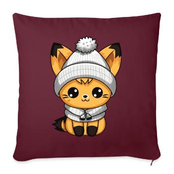 Bande dessinée d’hiver Fox - Housse de coussin décorative 45 x 45 cm - bordeaux - Devant