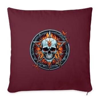 Flammes de crâne et de pentagramme en cercle - Housse de coussin décorative 45 x 45 cm - bordeaux - Devant